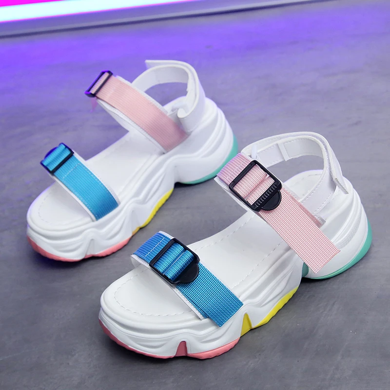 

Women Platform Sandals Casual Hook Loop Sandals for Women 2021 Summer High Heels Wedges Shoes Woman Summer Beach Sandal Sneakers