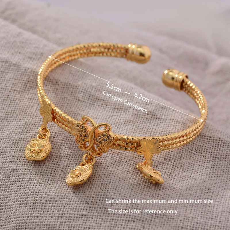 4 шт./лот золотой цвет браслет для девочек/малышей/детей Бабочка сердце