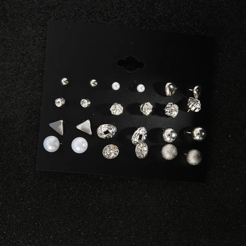 12 пар/компл. в богемном стиле Натуральный камень серьги гвоздики тренд панк с