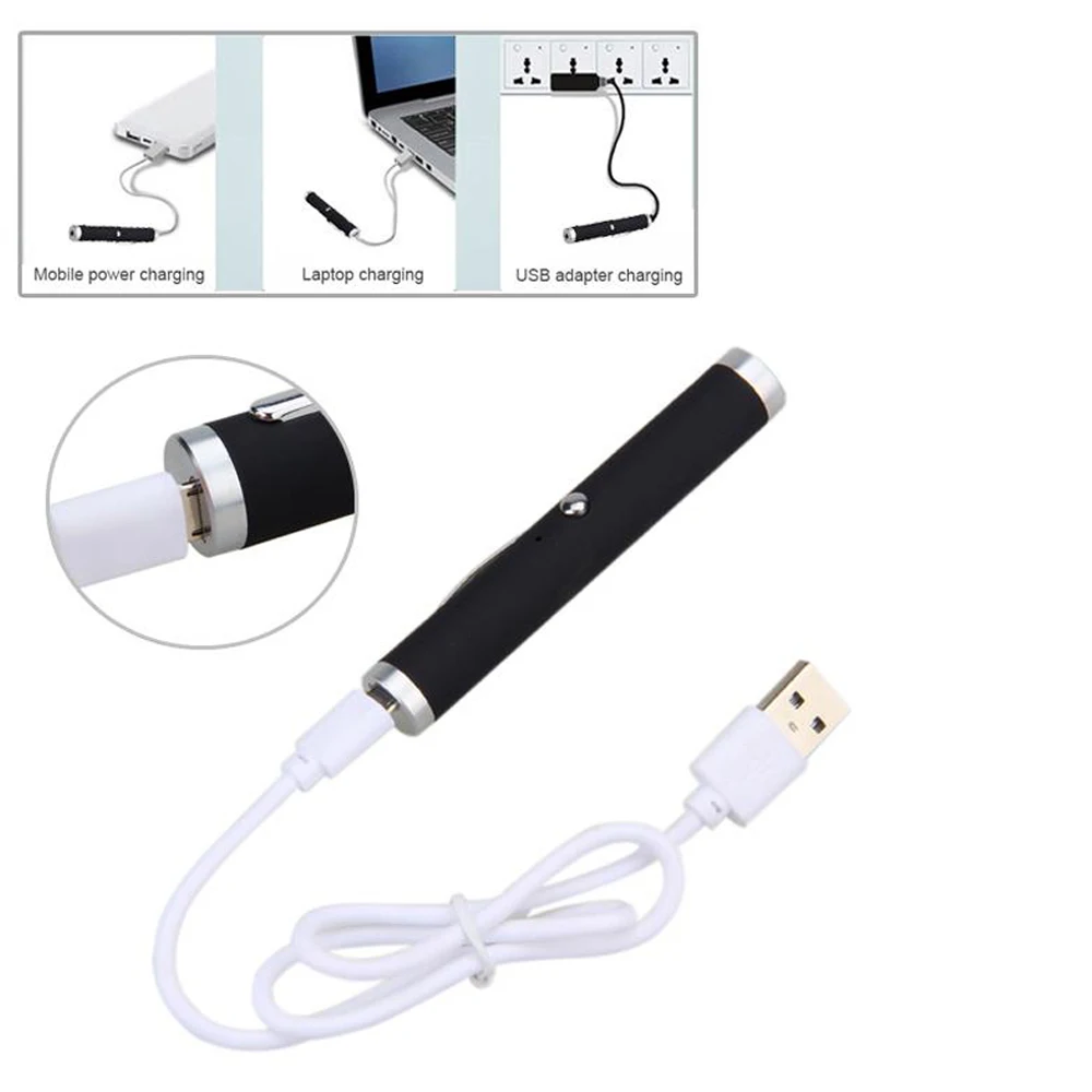 USB брелок зеленая лазерная указка ручка Встроенная перезаряжаемая батарея