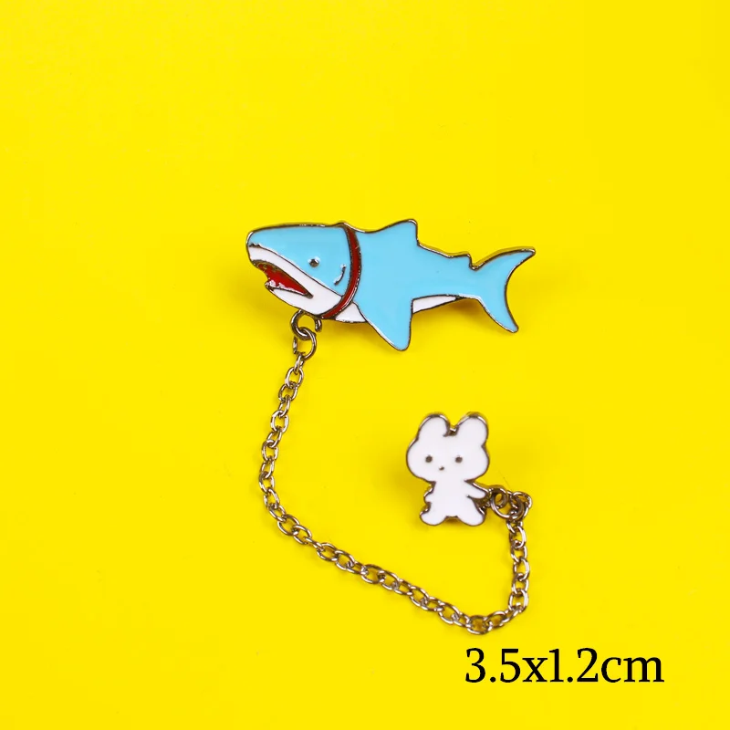 Набор с цепочкой и животными декоративные булавки Кит кот кролик металлические