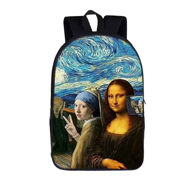 Забавный рюкзак Mona Lisa для подростков девочек и мальчиков детские школьные сумки