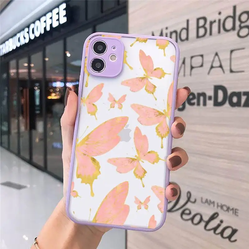 

Lovebay Butterfly Glitter Phone Cases matte transparent For iphone 7 8 11 12 plus mini x xs xr pro max cover