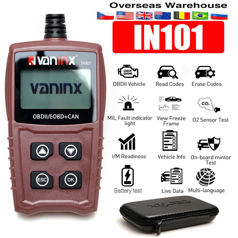 2021 New IN101 OBD2 Car Reading Card Battery Detector Engine Code Reader Portable Scan Tool Diagnostic Scanner accessories | Автомобили и