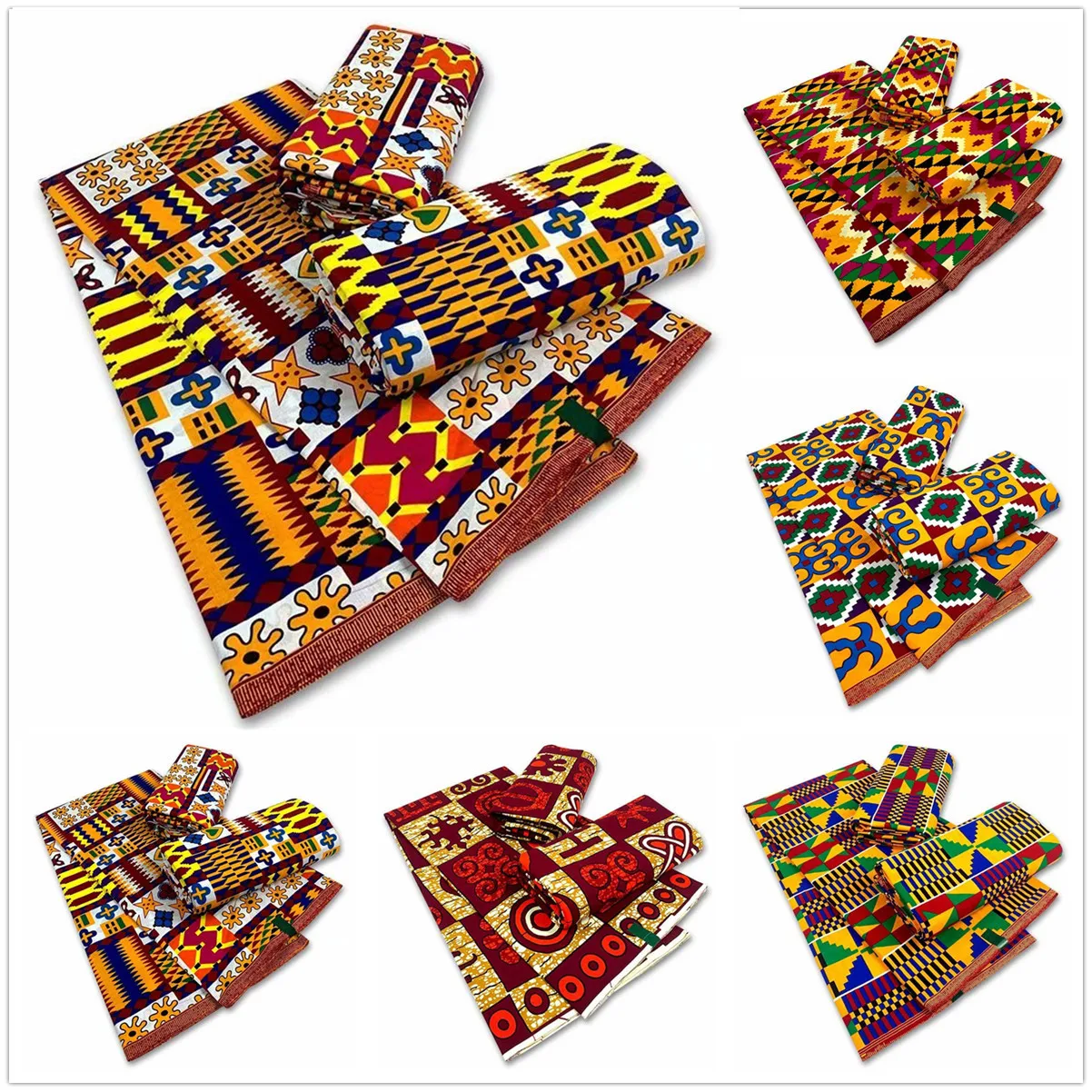 6 ярдов африканская настоящая восковая ткань Анкары синий цвет хлопковая для