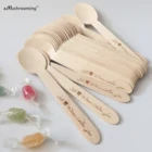 Детские вечерние декоративная ложка для торта десерт День рождения вечерние для девочек и мальчиков Детские Первый зуб биоразлагаемые древесина арабский