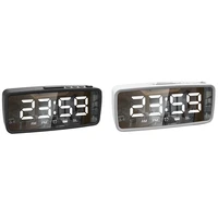 alarm clock for bedroom led big display clock with radio mirror clock for deep sleepers kids elderly home office