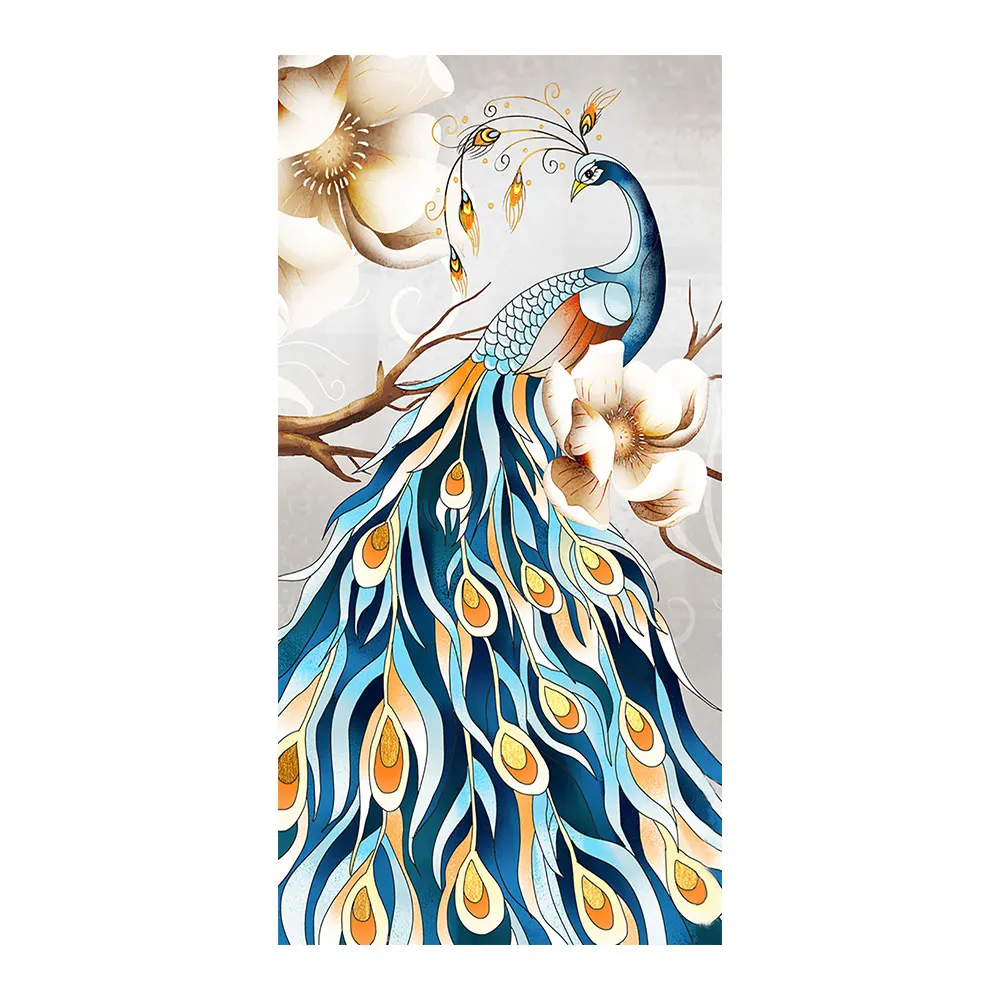 Зеленый павлин цветок Алмазная картина животное Цветочный Круглый полный дрель