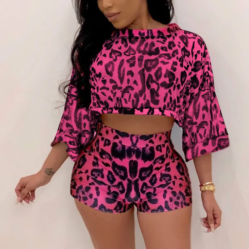 Сексуальный женский комплект из двух предметов с принтом укороченный топ