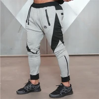 muscle fitness brother be trousers mens running sports stitching slim pants trend casual pants