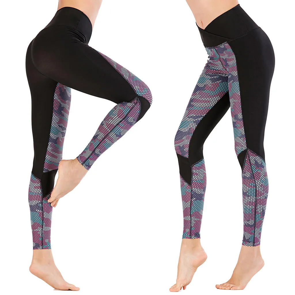 

Stylish Female Sexy Printed High Waist Yoga Leggings Breathable Quick-Drying Tight Sports Casual Yoga Pants Daily Exercise Black