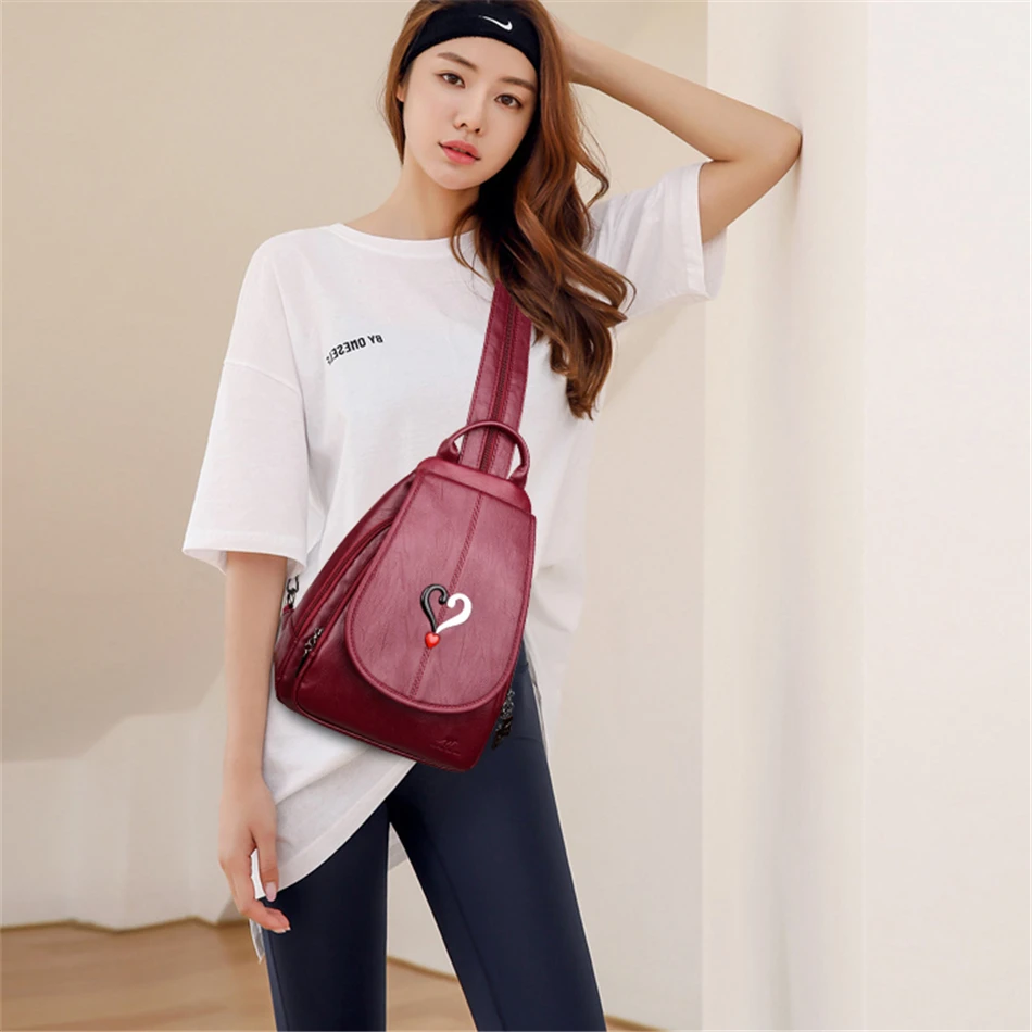 Новинка 3 в 1 Модный женский рюкзак с контрастными сердечками высококачественные