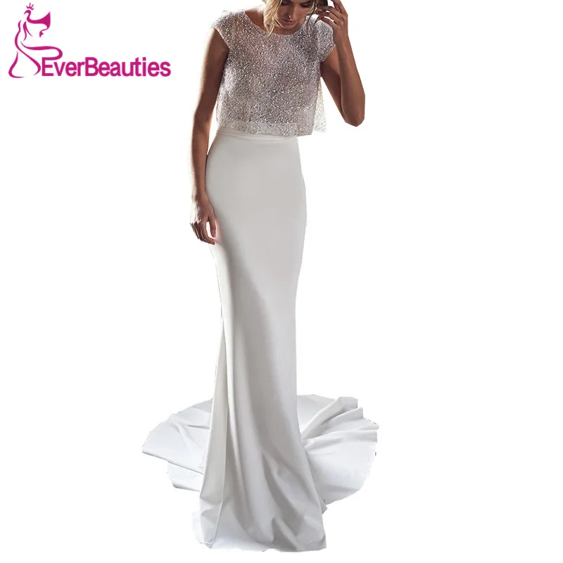 Свадебные платья русалки 2020 два предмета платье невесты атласное с пайетками