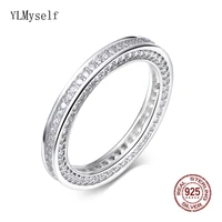 100 real silver ring pave full bright cubic zircon elegant statement jewelry 925 fine jewellery for women