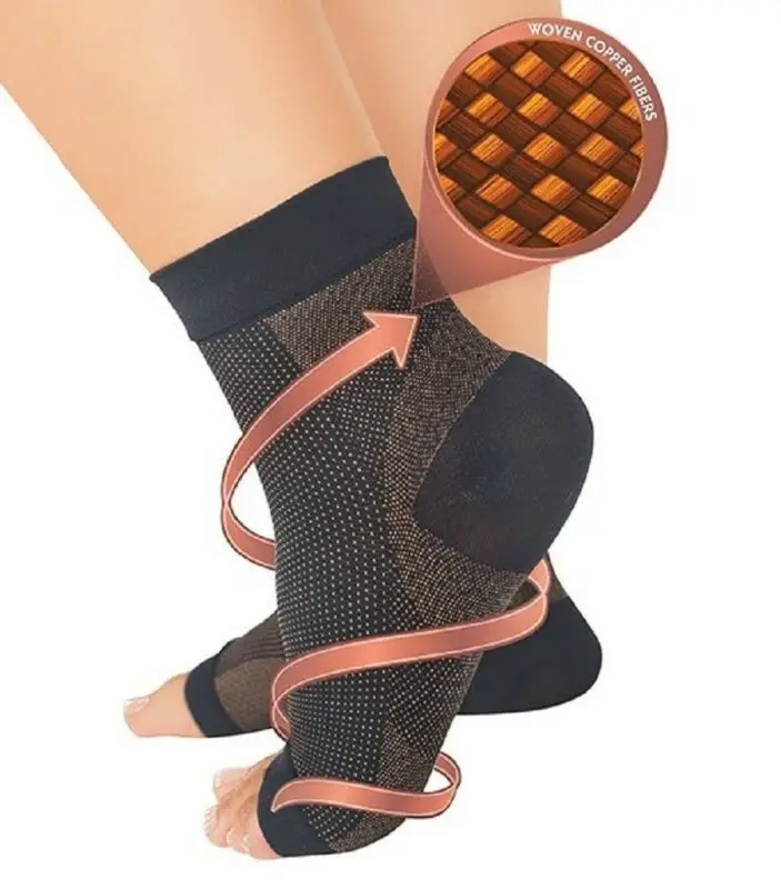 

1 Pair Copper Compression Foot Sleeve Plantar Fasciitis Angel Ankle Pain Socks