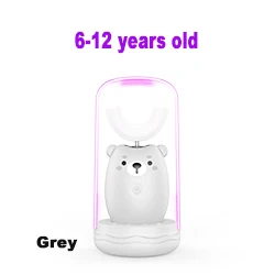 Grey plus6-12 years Kid sonic перезаряжаемая электрическая зубная щетка автоматическая зубная щетка 360 градусов ультра звуковая Мягкая силиконовая электрическая детская зубная щетка - Цвет: Grey plus6-12 years