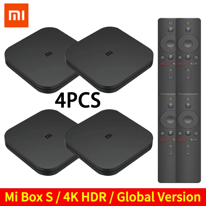 Оригинальная глобальная Xiaomi Mi ТВ коробка S 4K ТВ-приставка Android ТВ 8,1 со сверхвысоким разрешением Ultra HD, 2G 8G WI-FI Google Cast Netflix IPTV Set-Top Box 4 Media Player