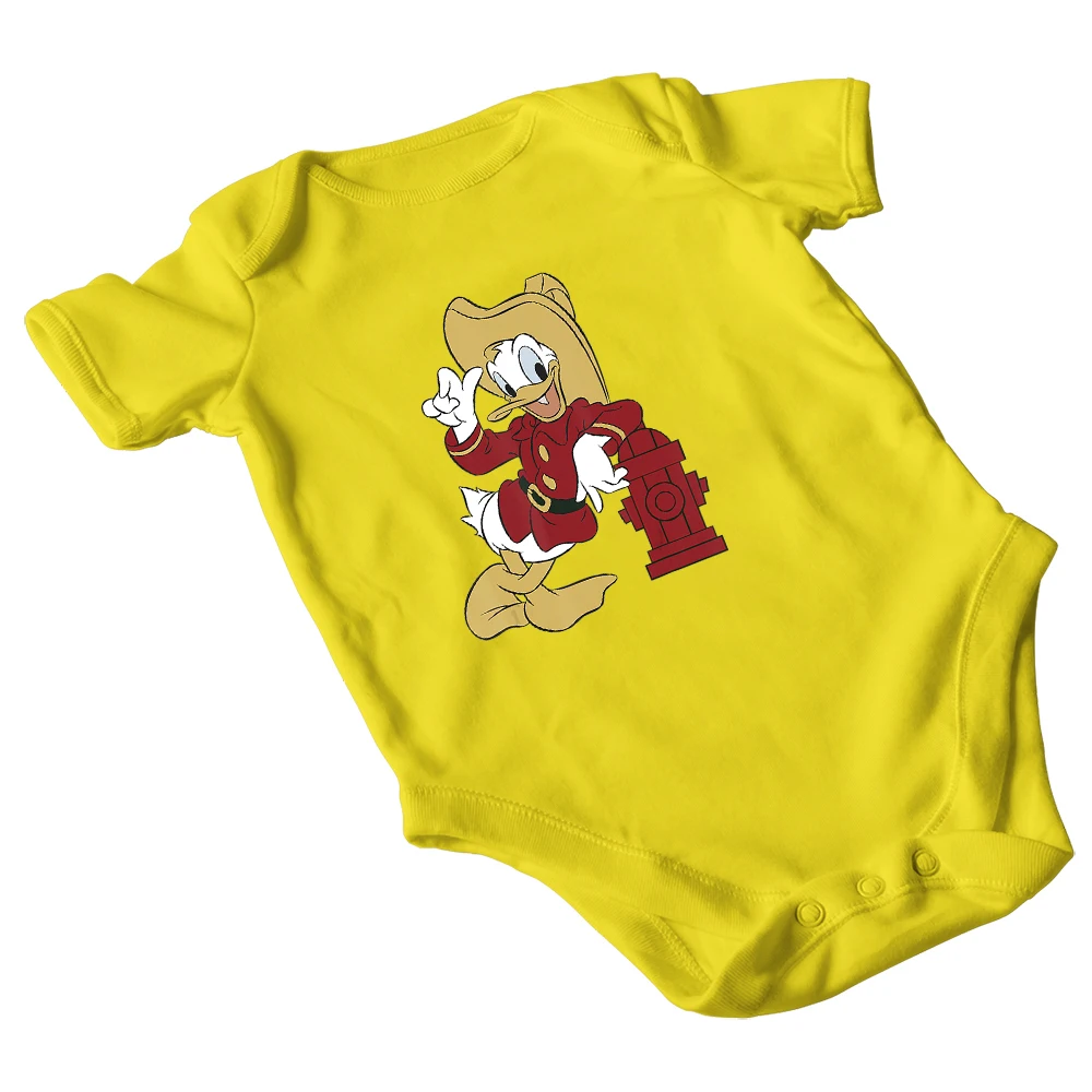 Cuatro Estaciones Disney ni&ntilde;o mameluco novedad de verano productos corta de cuello redondo de manga Pato Donald de impresi&oacute;n de dibujos animados de Harajuku-4