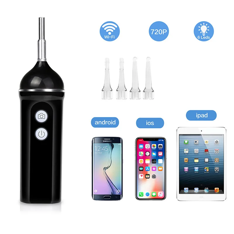 WIFI эндоскоп камера 1.0MP 3 9 мм Беспроводная для ушей USB инструмент чистки с 6