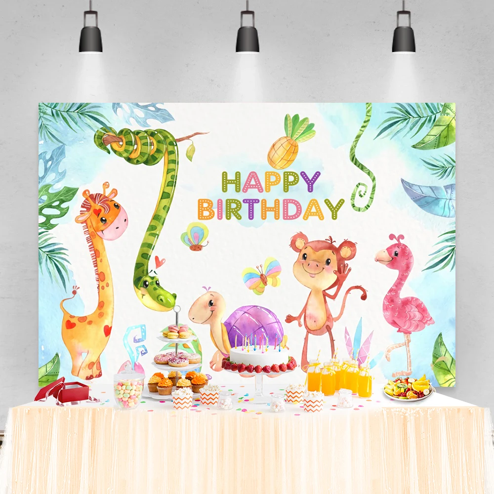 Laeacco дикая сафари животное лес джунгли новорожденный День Рождения Вечеринка