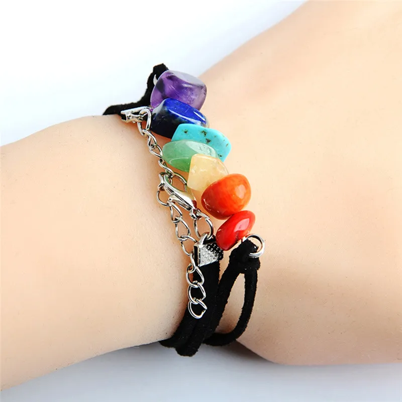 Natural Stone Colorful Chakra Necklace Yoga Balance Beads Buddha Statue Prayer Elastic NecklaceLovers | Украшения и аксессуары
