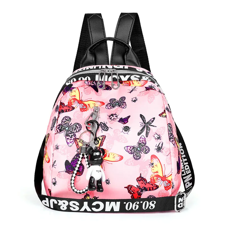 Женский рюкзак модный с принтом и подвеской школьные сумки для