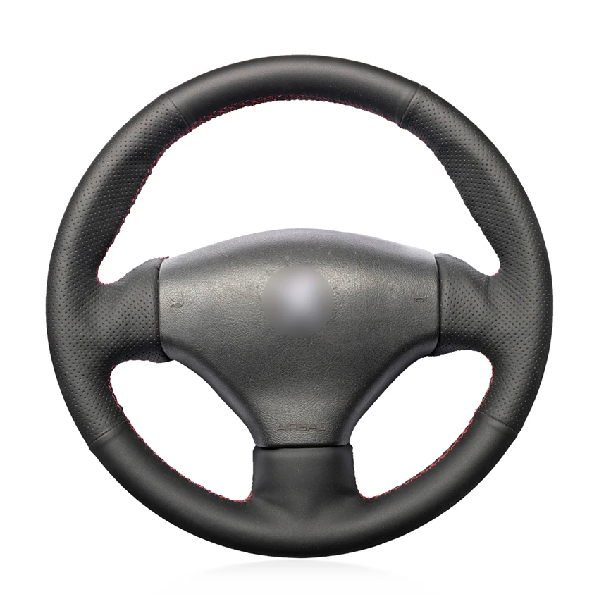 

Hand Sew Black Artificial Leather Car Acessoiries Steering Wheel Cover for Peugeot 206 1998-2004 2005 206 SW 2003 2004 2005 206