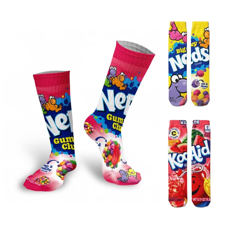 

Cute Rainbow Candy Pink Socks Girls Harajuku Funny Fries Fruit Creativity Long Socks Men Compression Fashion Unisex Socks