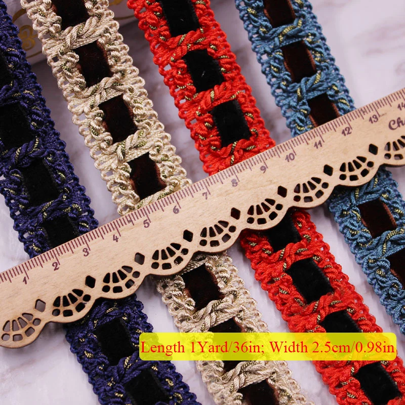 

2.5cm Width Sewing Velvet Woven Ribbon Handmade DIY Small Incense Wind Ribbon Solid Color Clothing Accessories Lace Ribbon