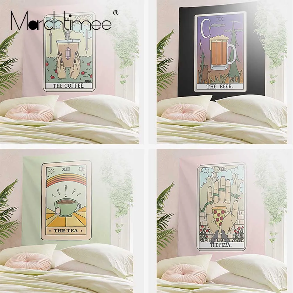 Кофе Таро настенный гобелен винная кошка колдовство Большой Настенный Гобелен