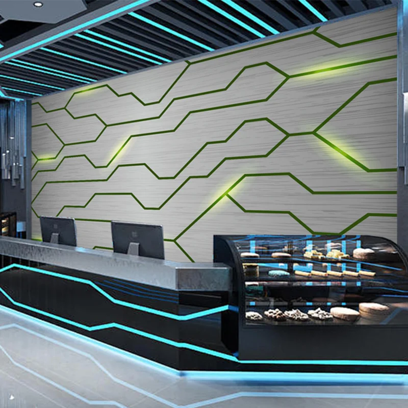 3D геометрические металлические линии росписи простой современный офис