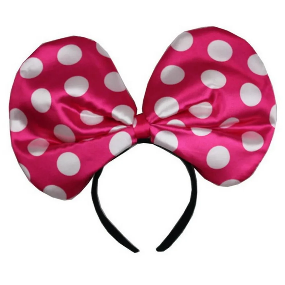 6 шт./лот повязка на голову с красным и розовым бантиком Минни Роса Детские