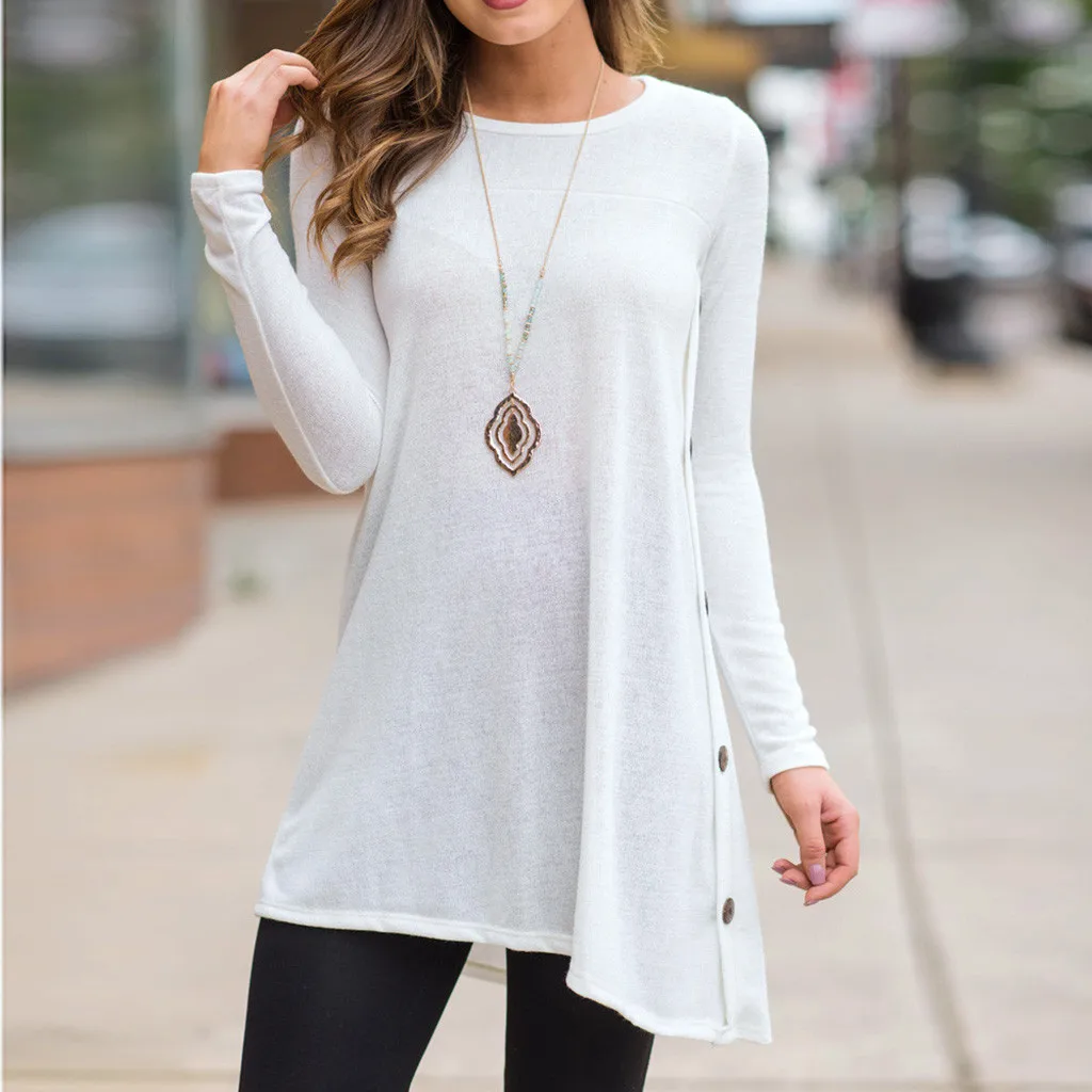 Белые женские топы и блузки большие размеры Повседневная блуза с длинным рукавом