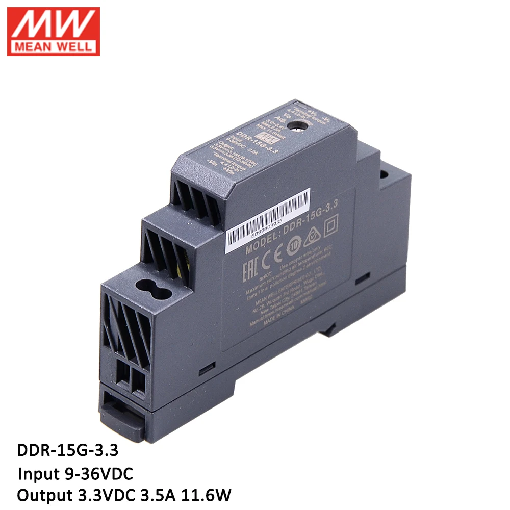 MEAN WELL DIN Rail DC преобразователь DDR 15G 3.3 вход 9 36 В постоянного тока в 3 5a 11 6 Вт meanwell