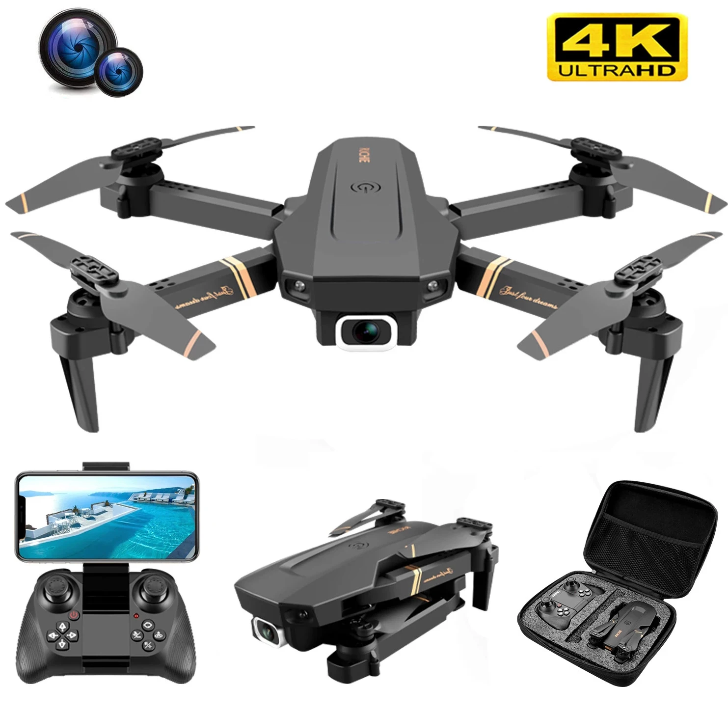 V4 дрона с дистанционным управлением 4k HD Широкий формат Камера 1080P Wi Fi Fpv Дрон двумя