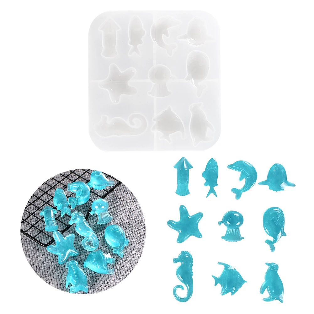 

DIY Marine Animal Casting Molds Tools Set Crystal Resin Silicone Mold Glue Mirror Mold Silicone Crystal Accessories Craft