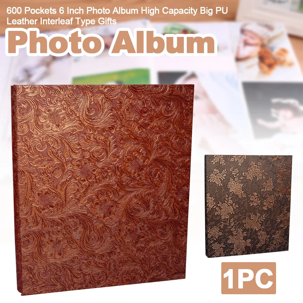 

600 Pockets 6 Inch Interleaf Type Big High Capacity Photo Album PU Leather Photo Albums Handmade DIY Commemorative Family Flower
