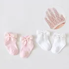 От 0 до 3 лет Одежда для новорожденных девочек, летние тонкие носки с бантом, элегантные милые кружевные носки принцессы