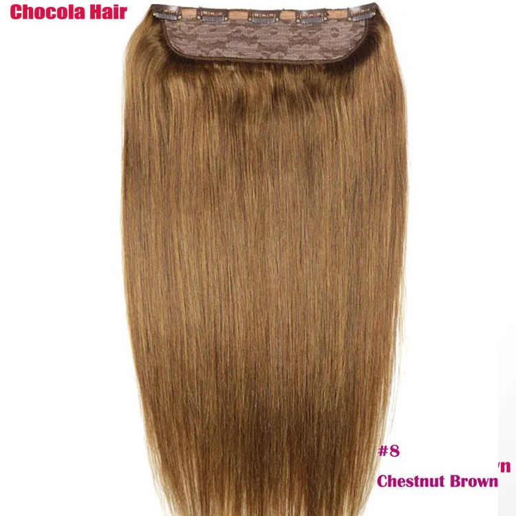 #8 Chocala Hair 2"-28" Искусственные волосы одинаковой направленности волос 1 шт. набор 220 г натуральные бразильские прямые волосы шт зажим для наращивания человеческих волос - Цвет: #8