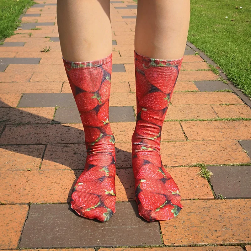 Симпатичные носки с двусторонним 3D принтом хот дог клубника Фламинго гамбургер