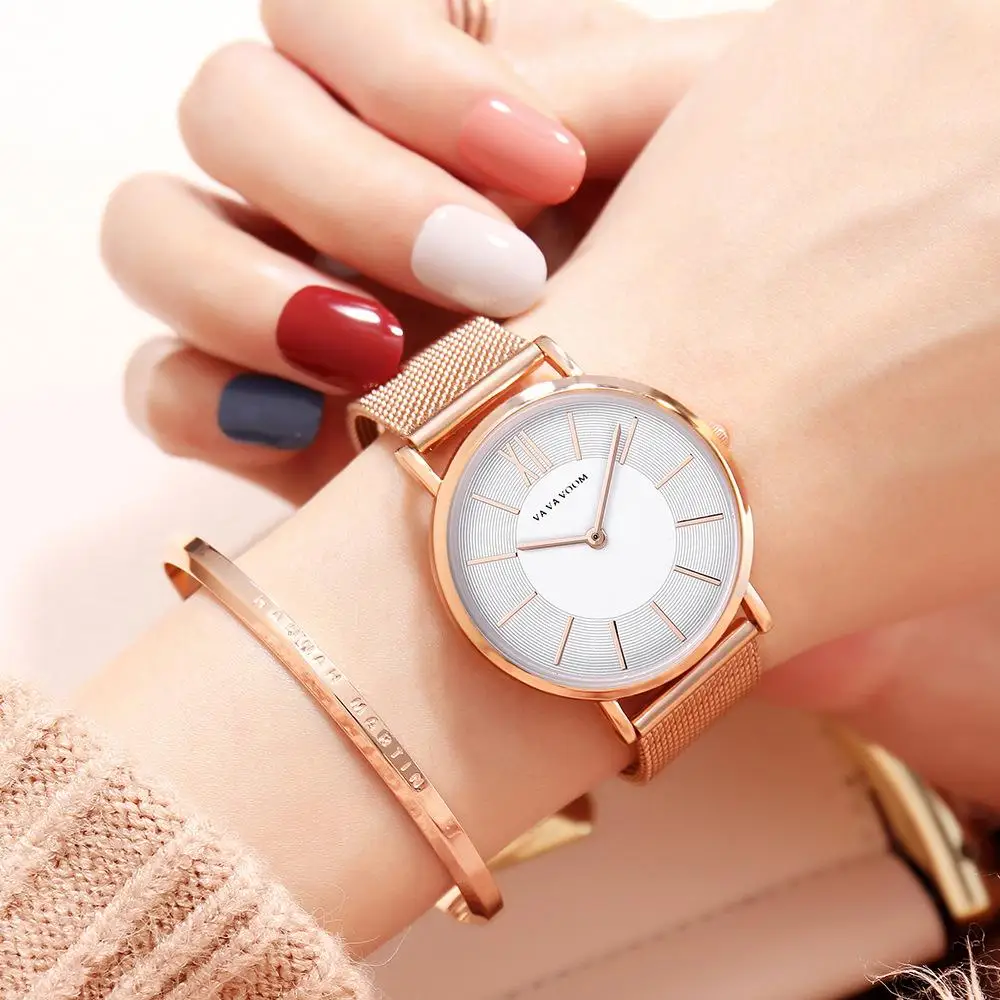 Montre Femme 2019 Luxury Brand Rose Gold Women Watches Fashion Ladies Ultra-thin Quartz Clock Mesh Waterproof Female Wristwatch | Наручные