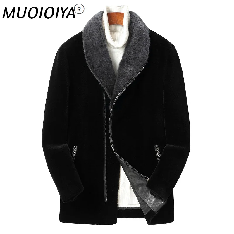 

MUOIOYIA Men Clothing Thick Jacket Mens 2022 Parka Real Wool Clothes Genuine Mink Fur Coat Male Luxury Coats Hommes Veste LXR760