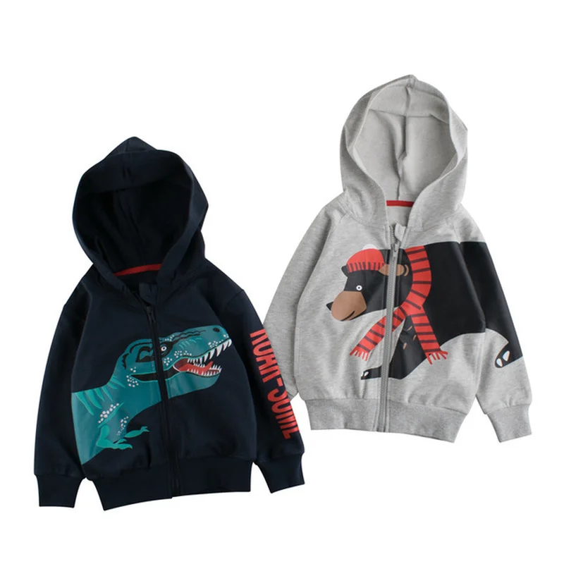 

2021 New Sweatshirts Autumn Boys Girls Jackets Cartoon Hoodies Outerwear Fashion Causal Cotton Coats 1-8 Year Dinosaur Crocodile