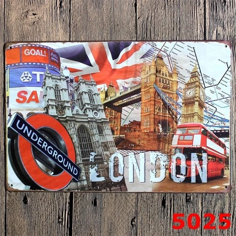 

Vintage Tin Signs LONDON Plaque Art Wall Decor Iron Paintings Bar Shop Garage Decor 20*30 CM (Visit Our Store, More Products!!!)