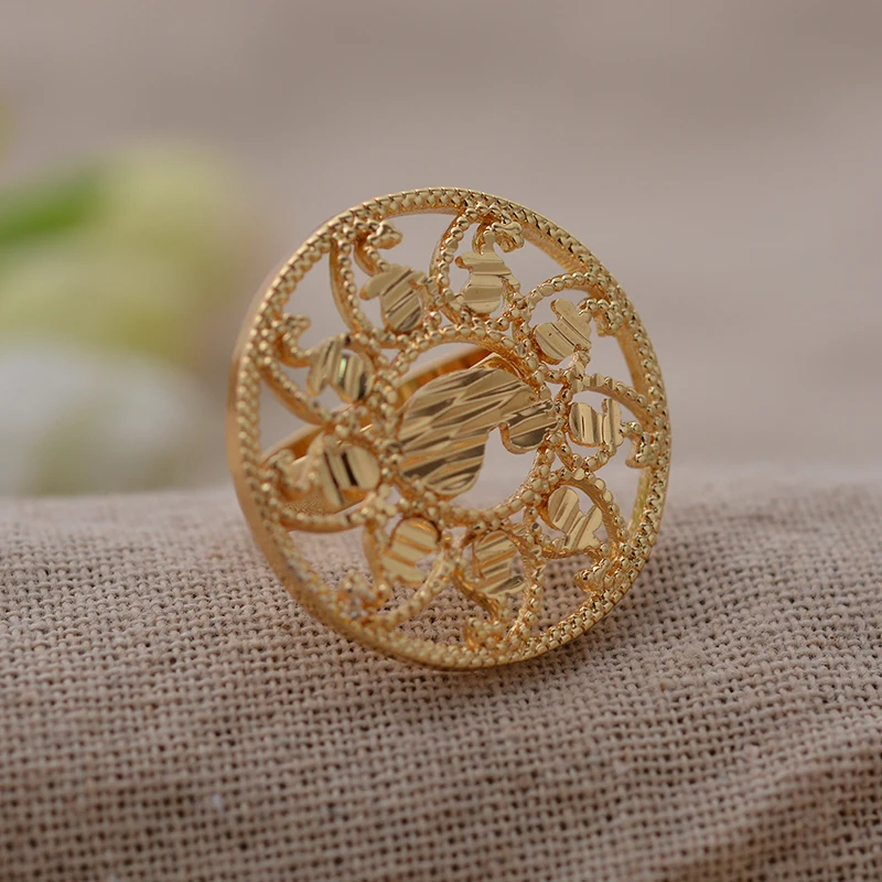 Новинка 24K Sun Дубай Золотое кольцо для женщин и мужчин эфиопское обручальное