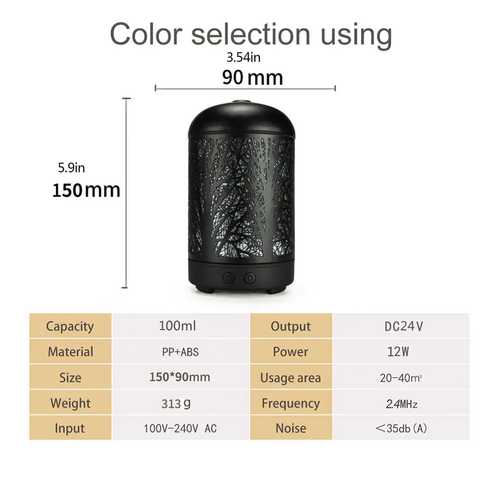 

Creative Iron Art Aromatherapy Machine Hollow Colorful Light Household Essential Oil Diffuser Aromatherapy Humidifier