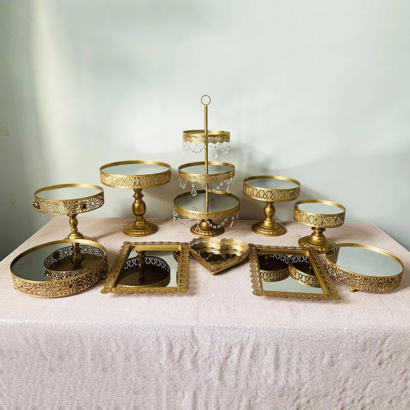 10pcs in set Подставка для торта круглая подставка для кекса металлическая подставка для десерта подставка для торта Золотая - Цвет: 10pcs in set