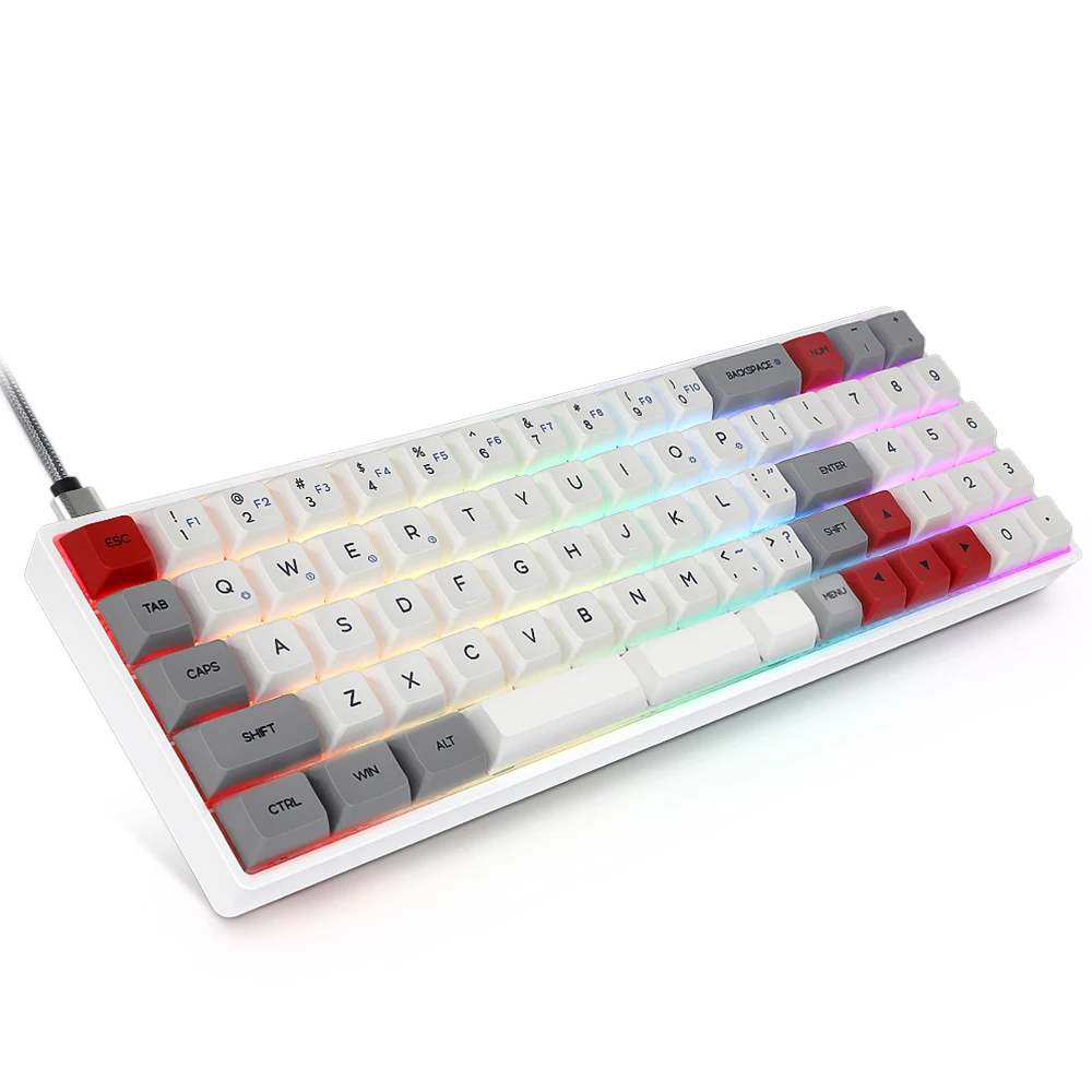 Skyloong SK73 Gateron Red Switch USB Type-C 73-Key Mechanical Keyboard RGB Backlight Optical Switch White/Blank Keycaps PcGamer