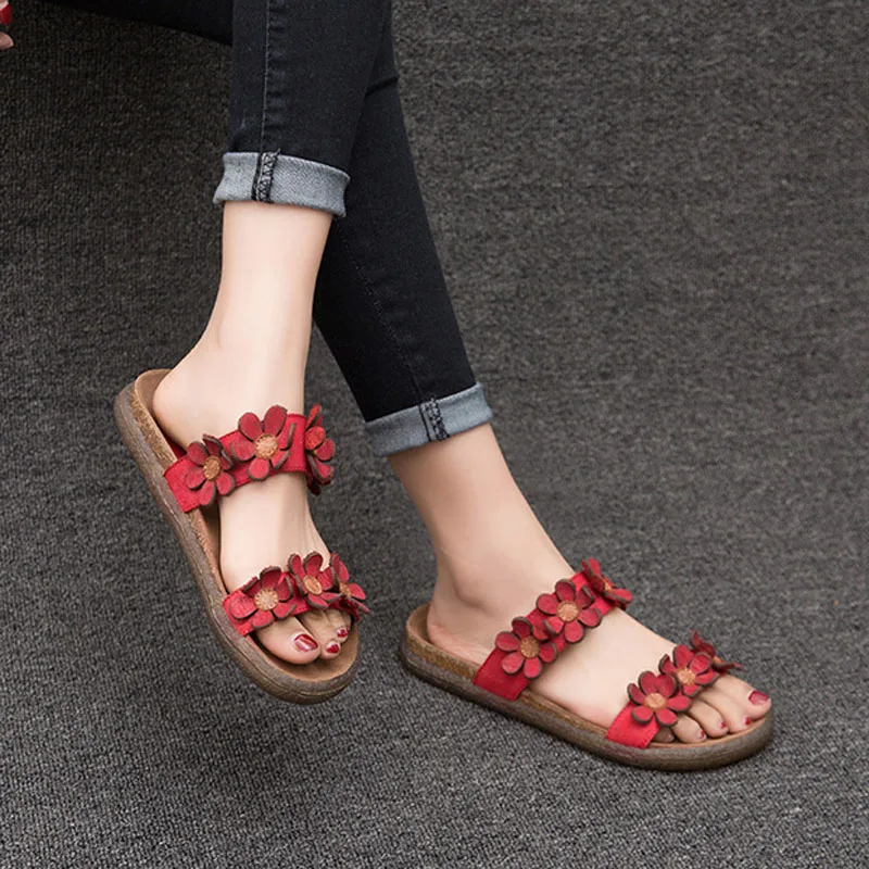 Оригинальные летние женские шлепанцы ручной работы удобные сандалии из