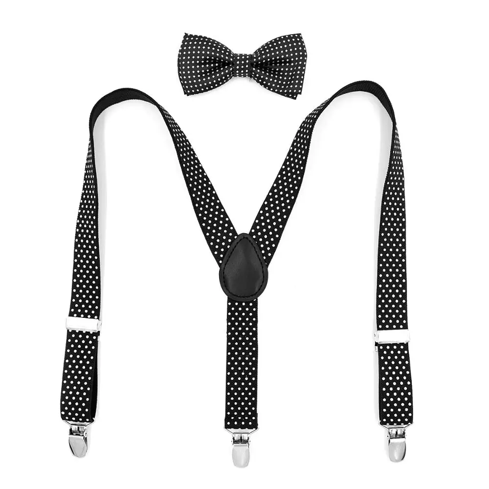 

New Arrival Children Suspender With Bowties Set Dots Ribbons Kids Adjustable Suspenders Baby Wedding Braces Accessories